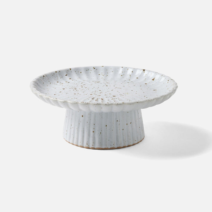 Adrianna White Salt Glaze Scalloped Cake Stand Small Pack/2