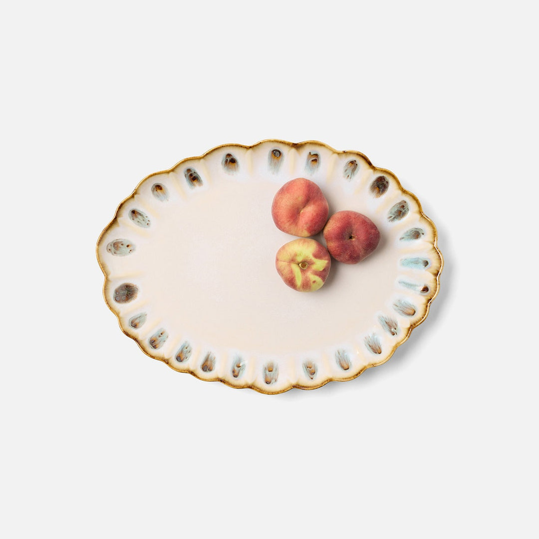 Amoria Almond/Sage Oval Serving Platter Stoneware Pack/2
