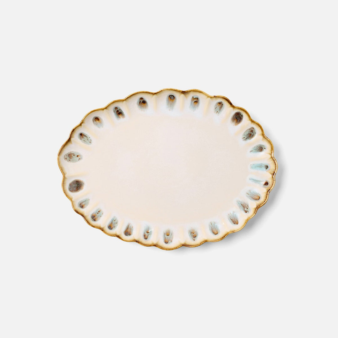 Amoria Almond/Sage Oval Serving Platter Stoneware Pack/2