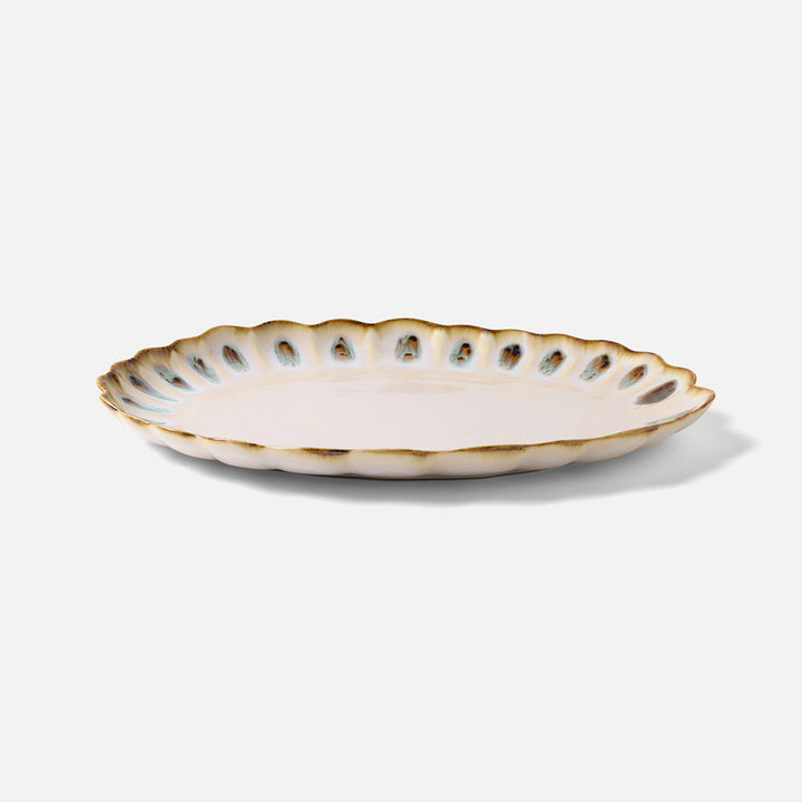 Amoria Almond/Sage Oval Serving Platter Stoneware Pack/2