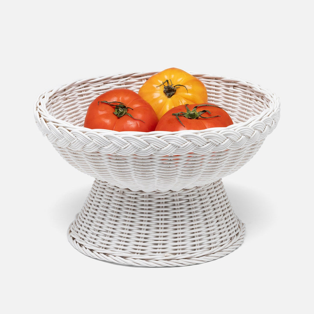 Annmarie White Fruit Bowl Woven Rattan