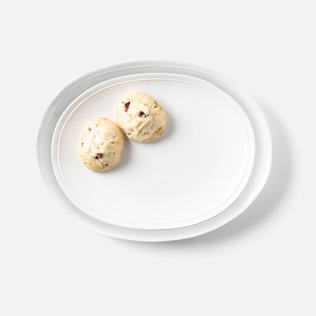 Ariana White Oval Serving Platters Stoneware Set/2
