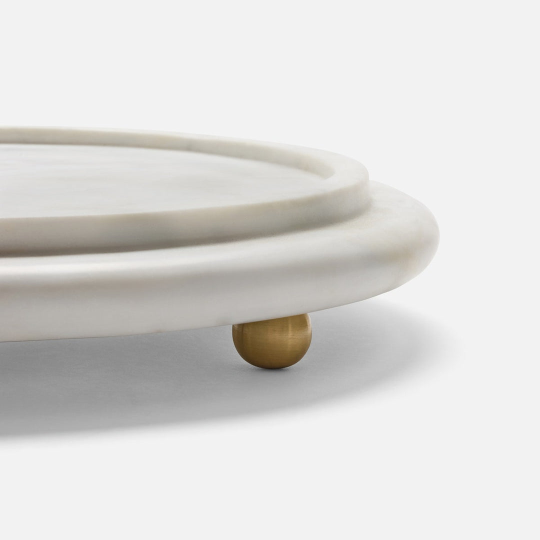 Atlas White/Clear Round Cheese Platter W/ Cloche Small Marble/Glass