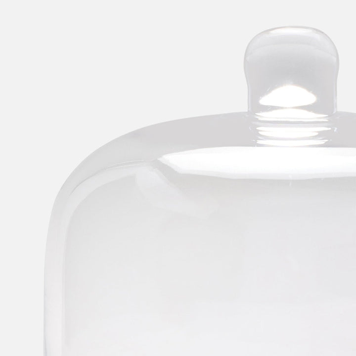 Atlas White/Clear Round Cheese Platter W/ Cloche Small Marble/Glass