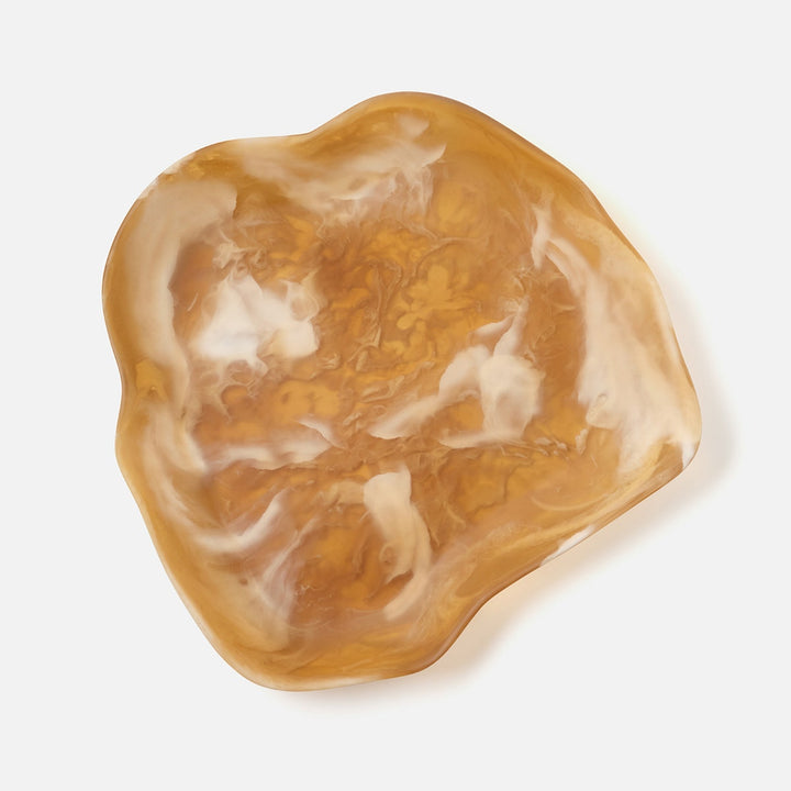 Beatrix Amber Swirled Serving Tray Extra Large Resin