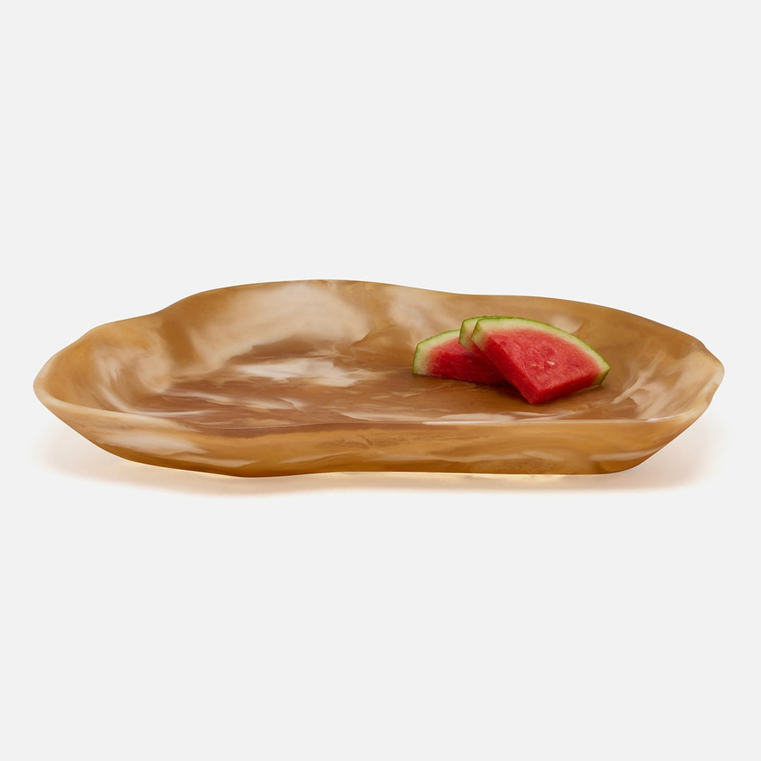 Beatrix Amber Swirled Serving Tray Extra Large Resin