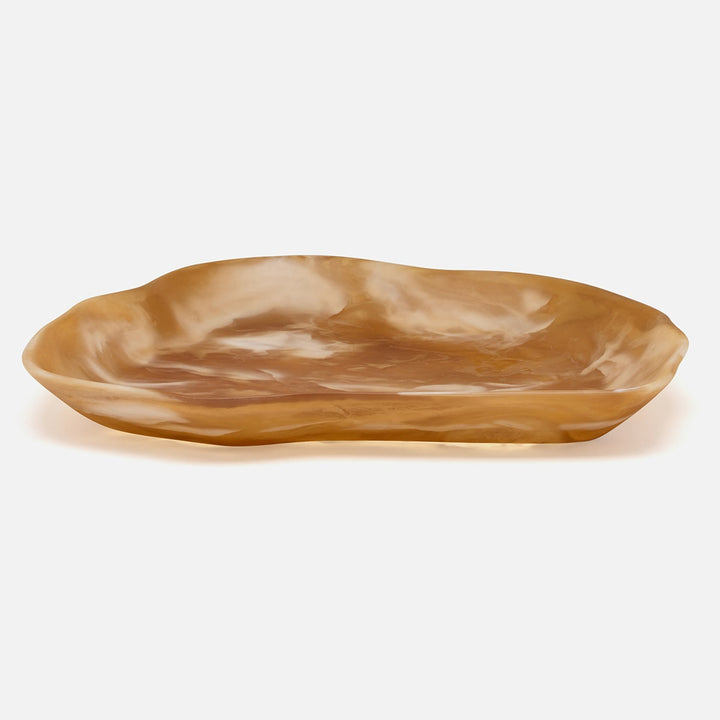Beatrix Amber Swirled Serving Tray Extra Large Resin