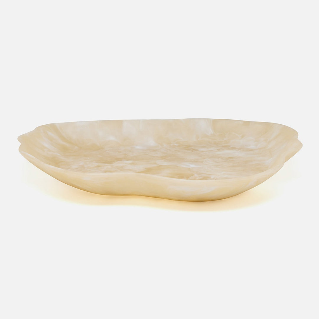 Beatrix Ivory Swirled Serving Tray Extra Large Resin
