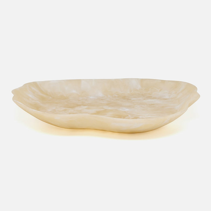 Beatrix Ivory Swirled Serving Tray Extra Large Resin