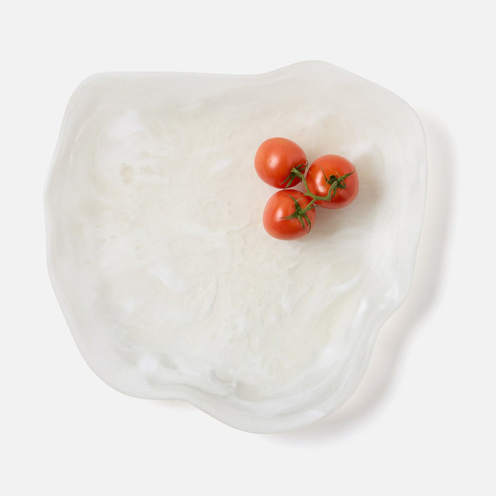 Beatrix White Swirled Serving Tray Extra Large Resin