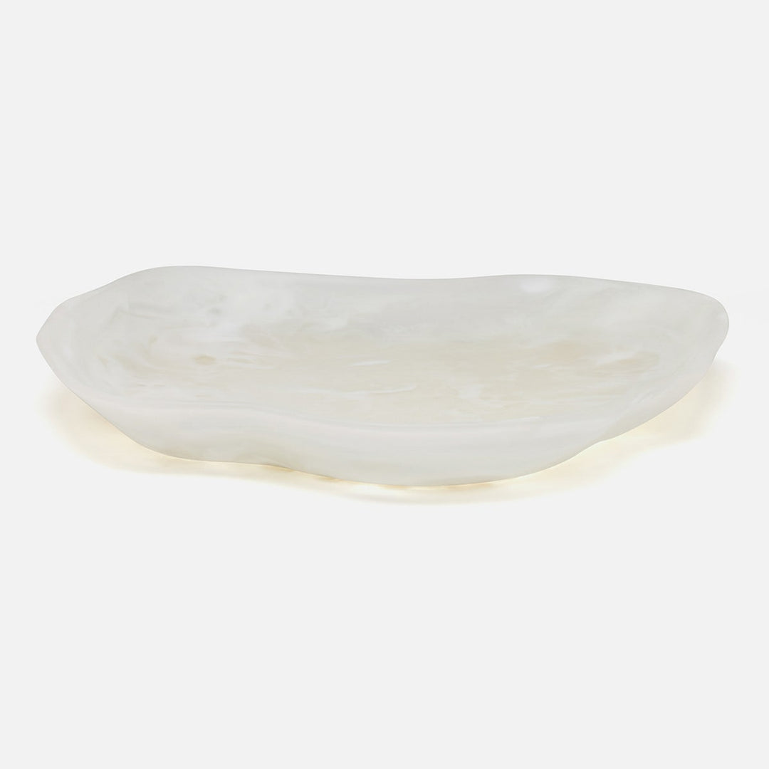 Beatrix White Swirled Serving Tray Extra Large Resin