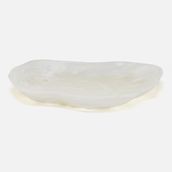Beatrix White Swirled Serving Tray Extra Large Resin