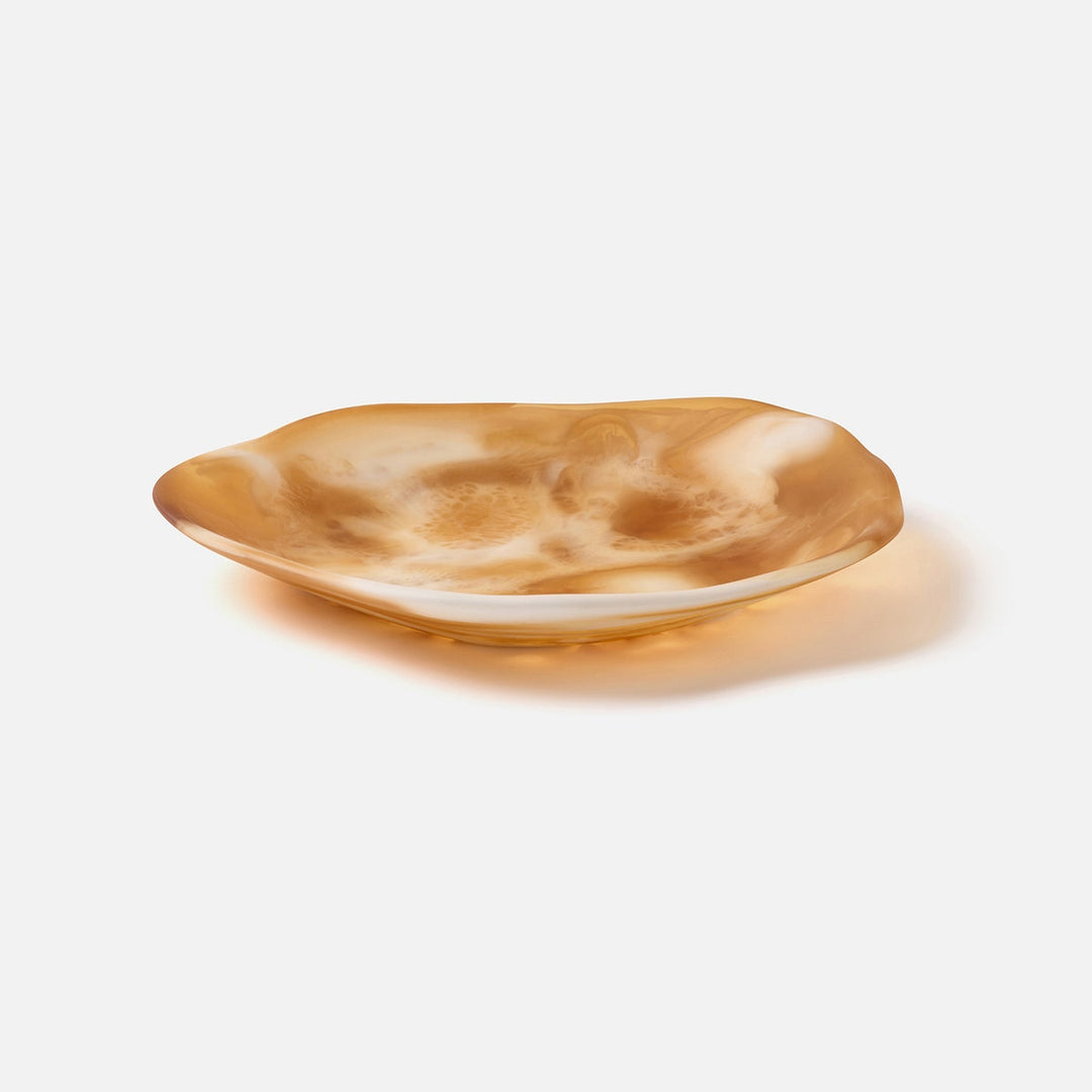 Beatrix Amber Swirled Serving Trays Resin Set/2
