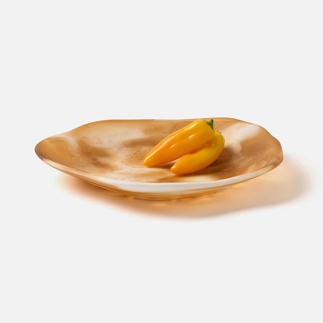 Beatrix Amber Swirled Serving Trays Resin Set/2