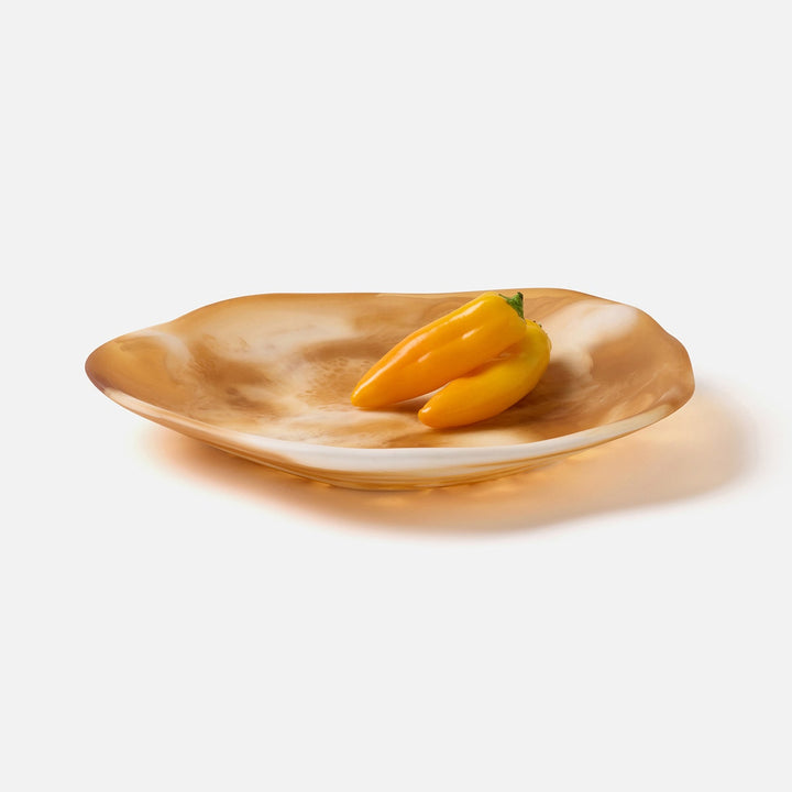 Beatrix Amber Swirled Serving Trays Resin Set/2
