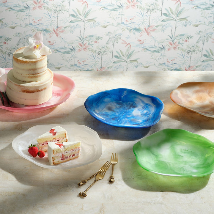 Beatrix Amber Swirled Serving Trays Resin Set/2