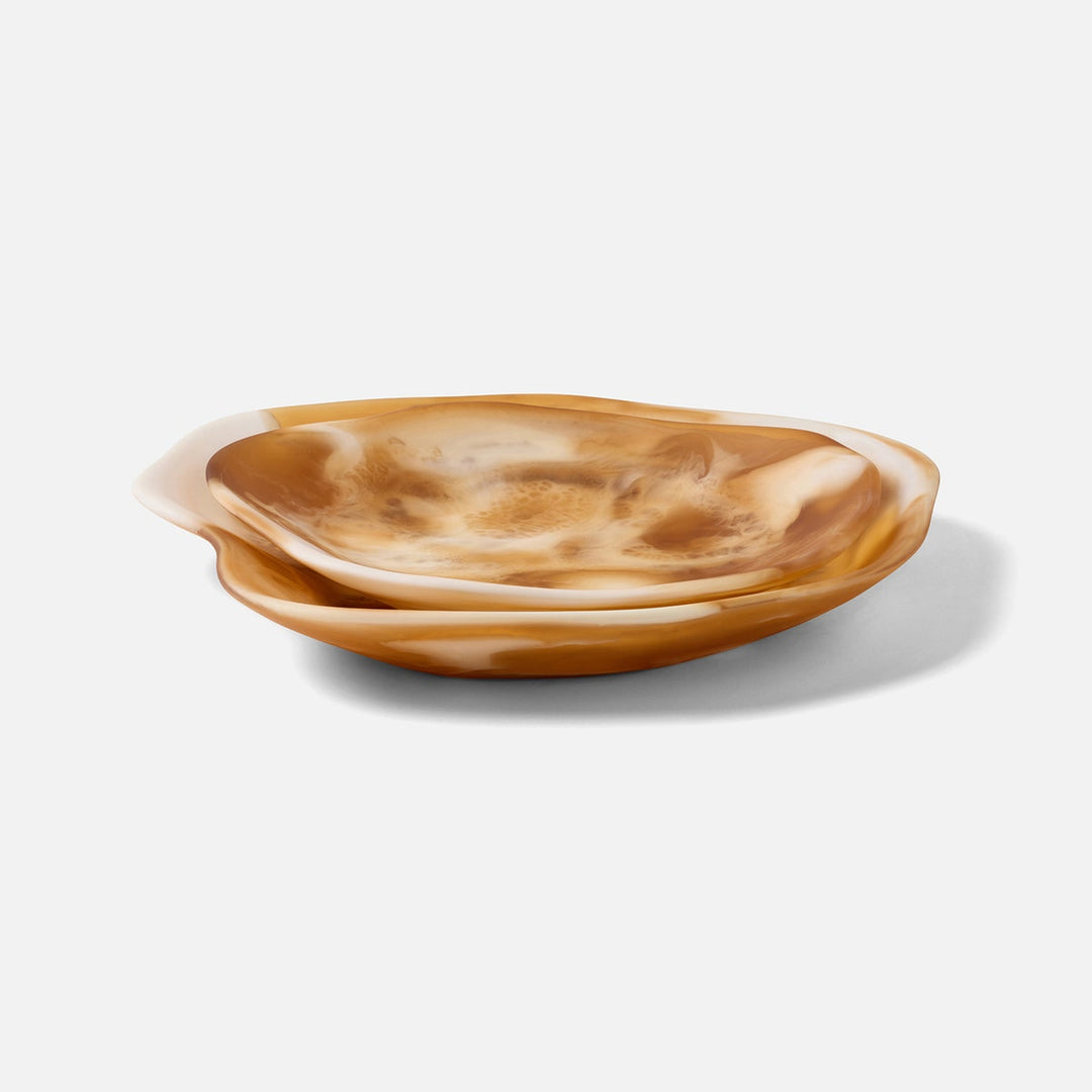 Beatrix Amber Swirled Serving Trays Resin Set/2