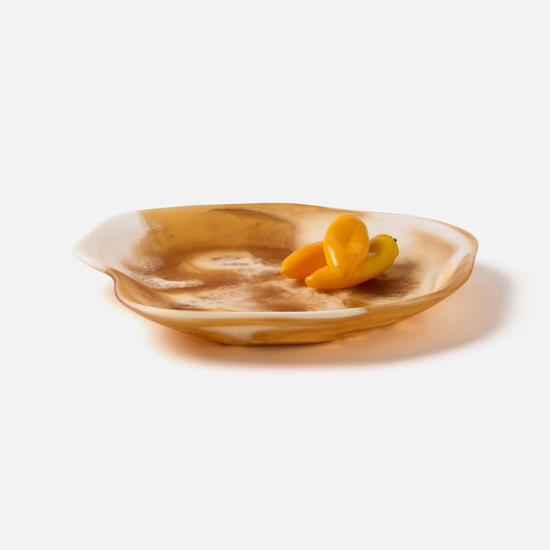 Beatrix Amber Swirled Serving Trays Resin Set/2