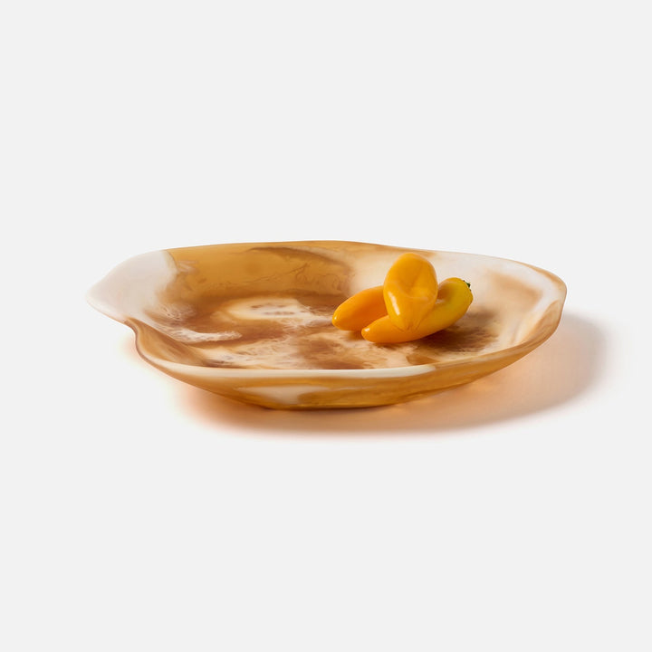 Beatrix Amber Swirled Serving Trays Resin Set/2