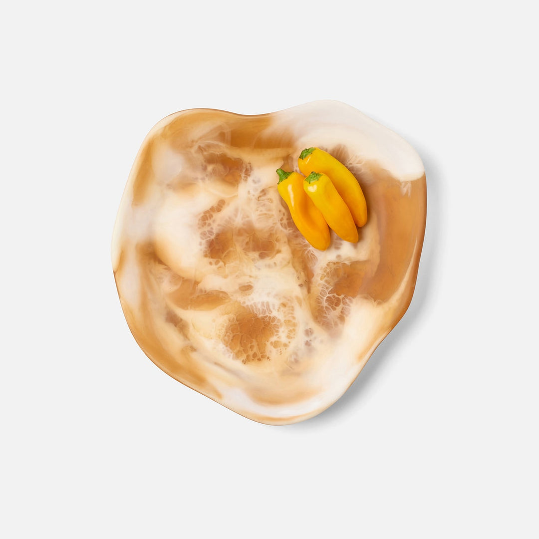 Beatrix Amber Swirled Serving Trays Resin Set/2