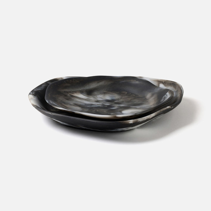 Beatrix Black Swirled Serving Trays Resin Set/2