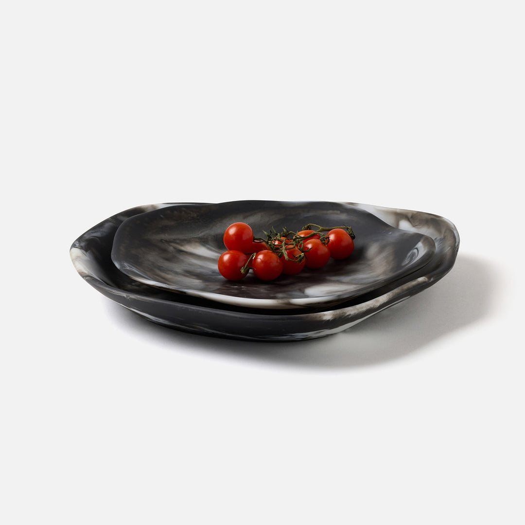 Beatrix Black Swirled Serving Trays Resin Set/2