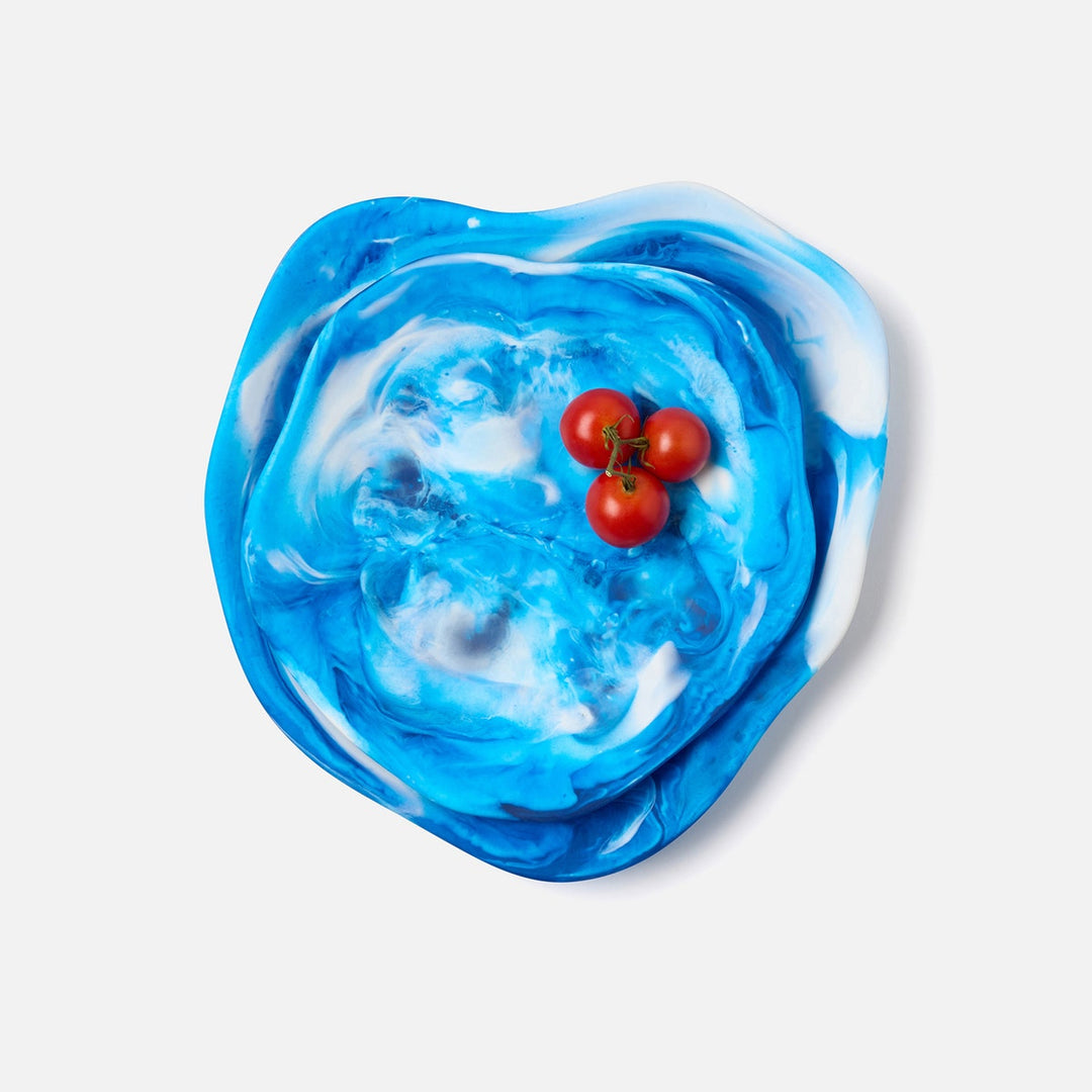 Beatrix Blue Swirled Serving Trays Resin Set/2