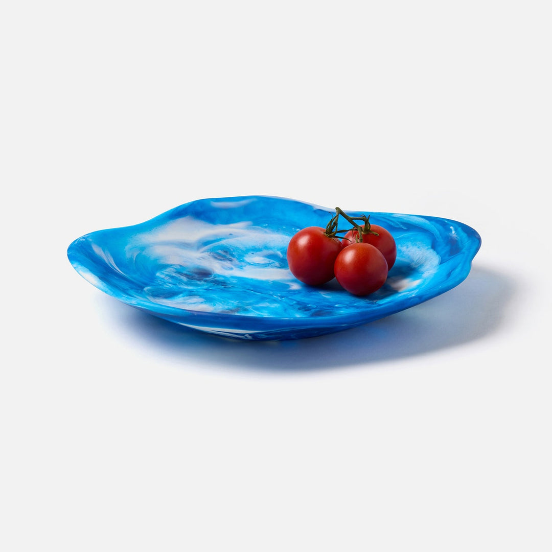 Beatrix Blue Swirled Serving Trays Resin Set/2