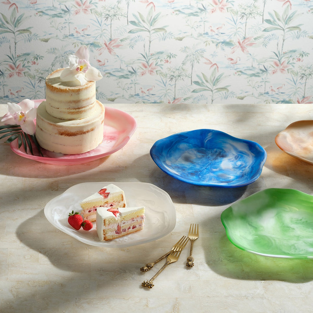Beatrix Blue Swirled Serving Trays Resin Set/2