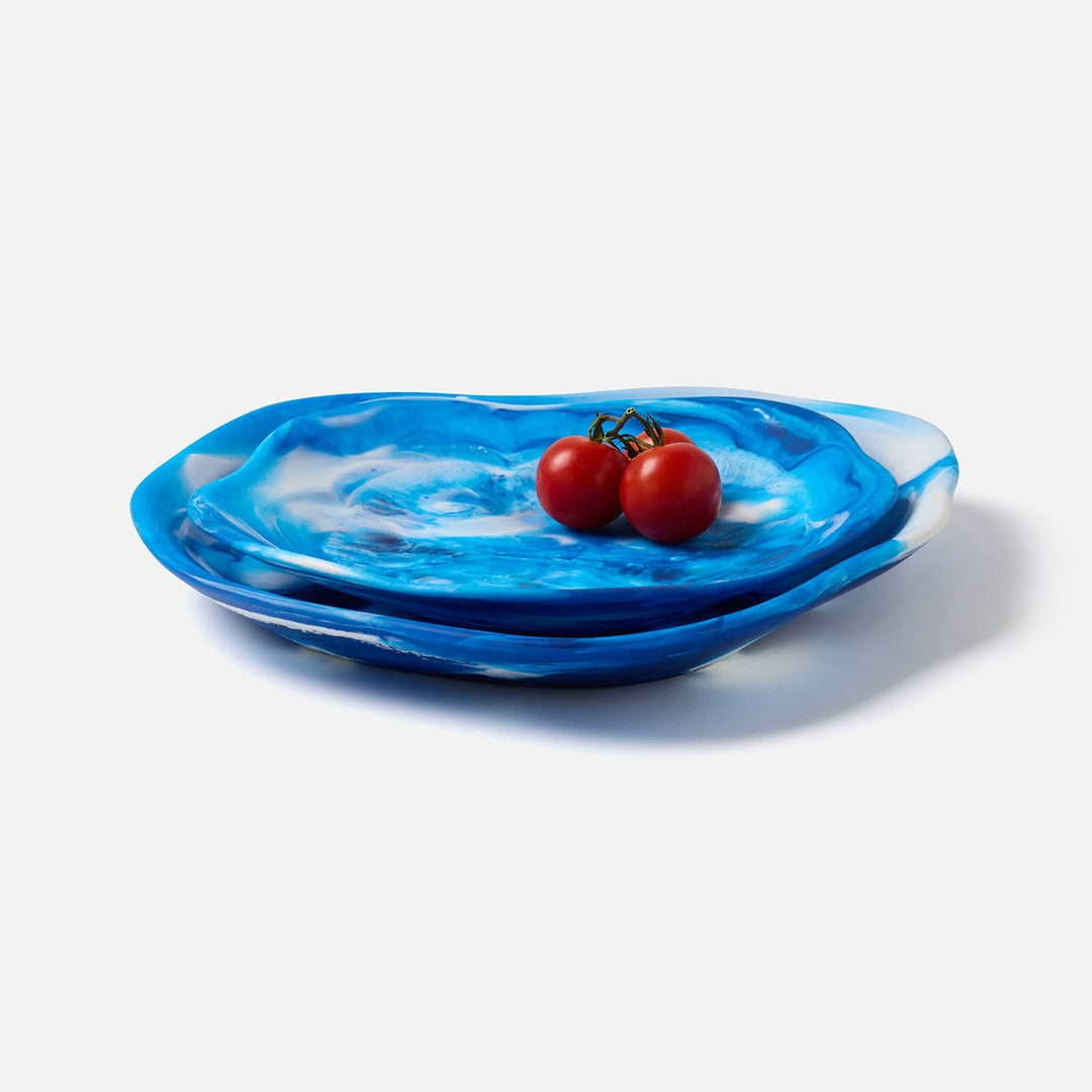 Beatrix Blue Swirled Serving Trays Resin Set/2