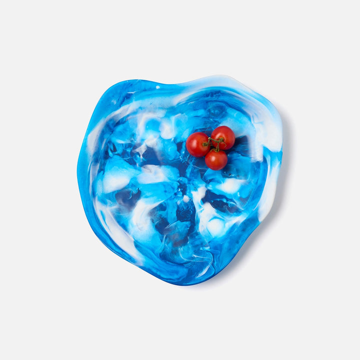 Beatrix Blue Swirled Serving Trays Resin Set/2