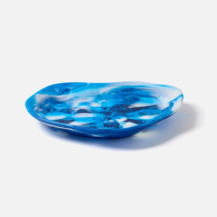 Beatrix Blue Swirled Serving Trays Resin Set/2