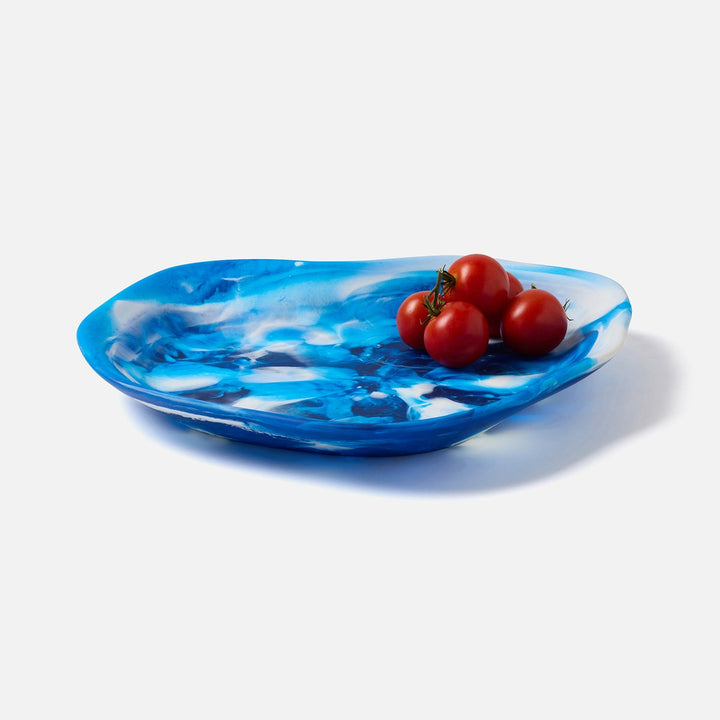 Beatrix Blue Swirled Serving Trays Resin Set/2