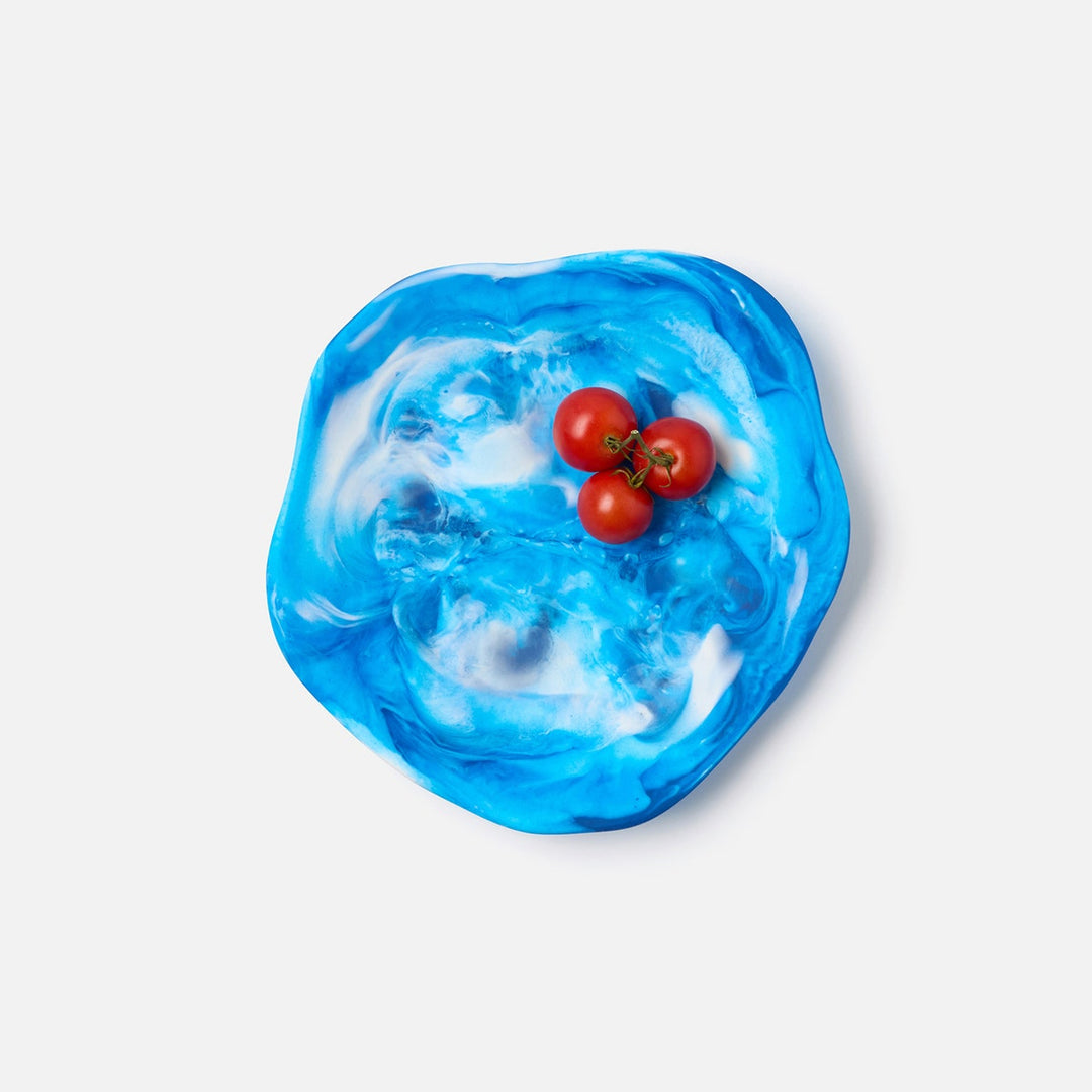 Beatrix Blue Swirled Serving Trays Resin Set/2