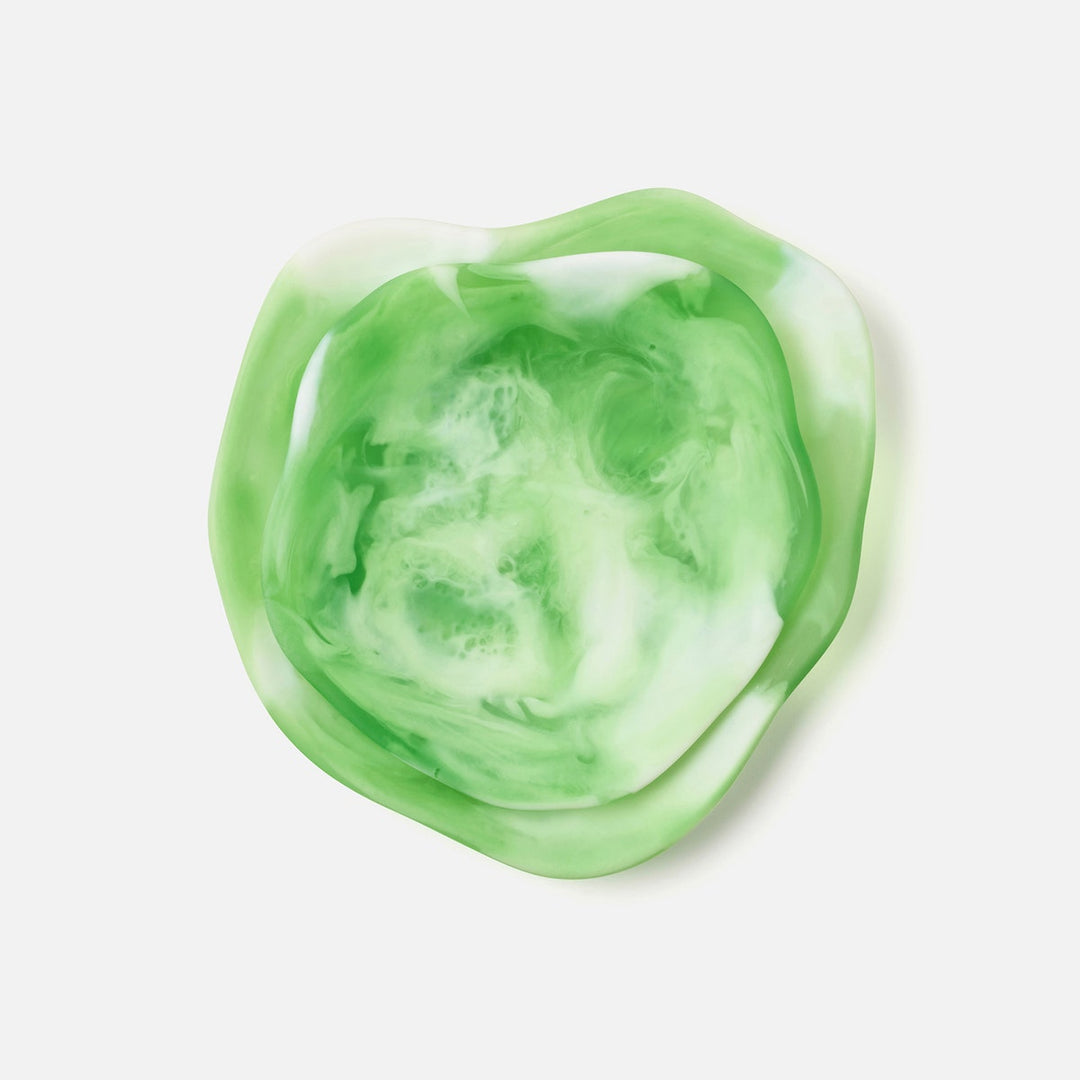 Beatrix Green Swirled Serving Trays Resin Set/2