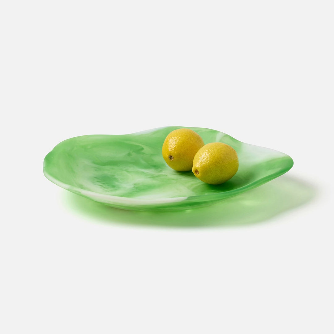 Beatrix Green Swirled Serving Trays Resin Set/2