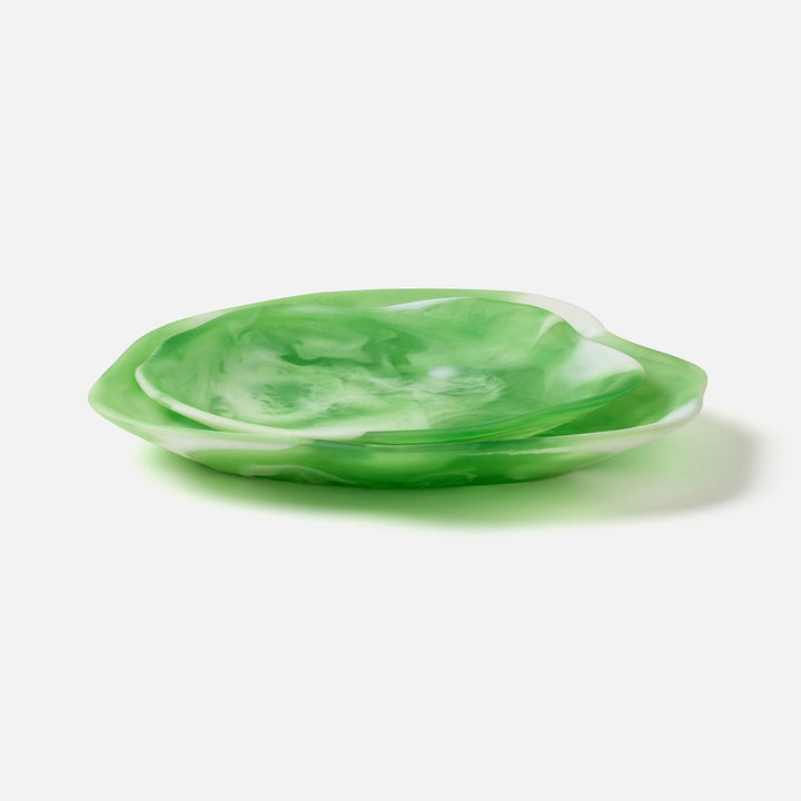 Beatrix Green Swirled Serving Trays Resin Set/2