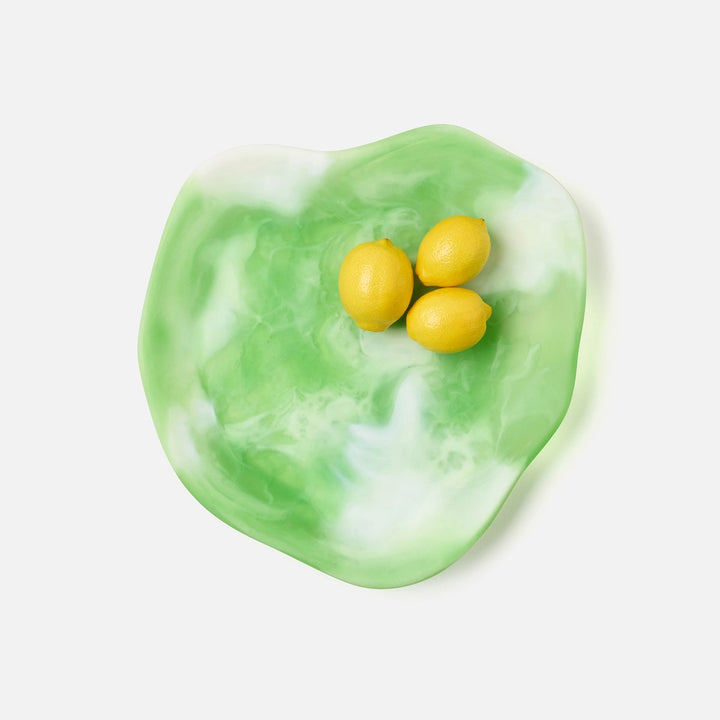 Beatrix Green Swirled Serving Trays Resin Set/2