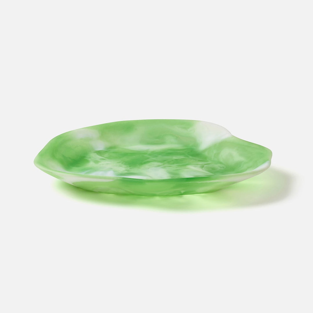 Beatrix Green Swirled Serving Trays Resin Set/2