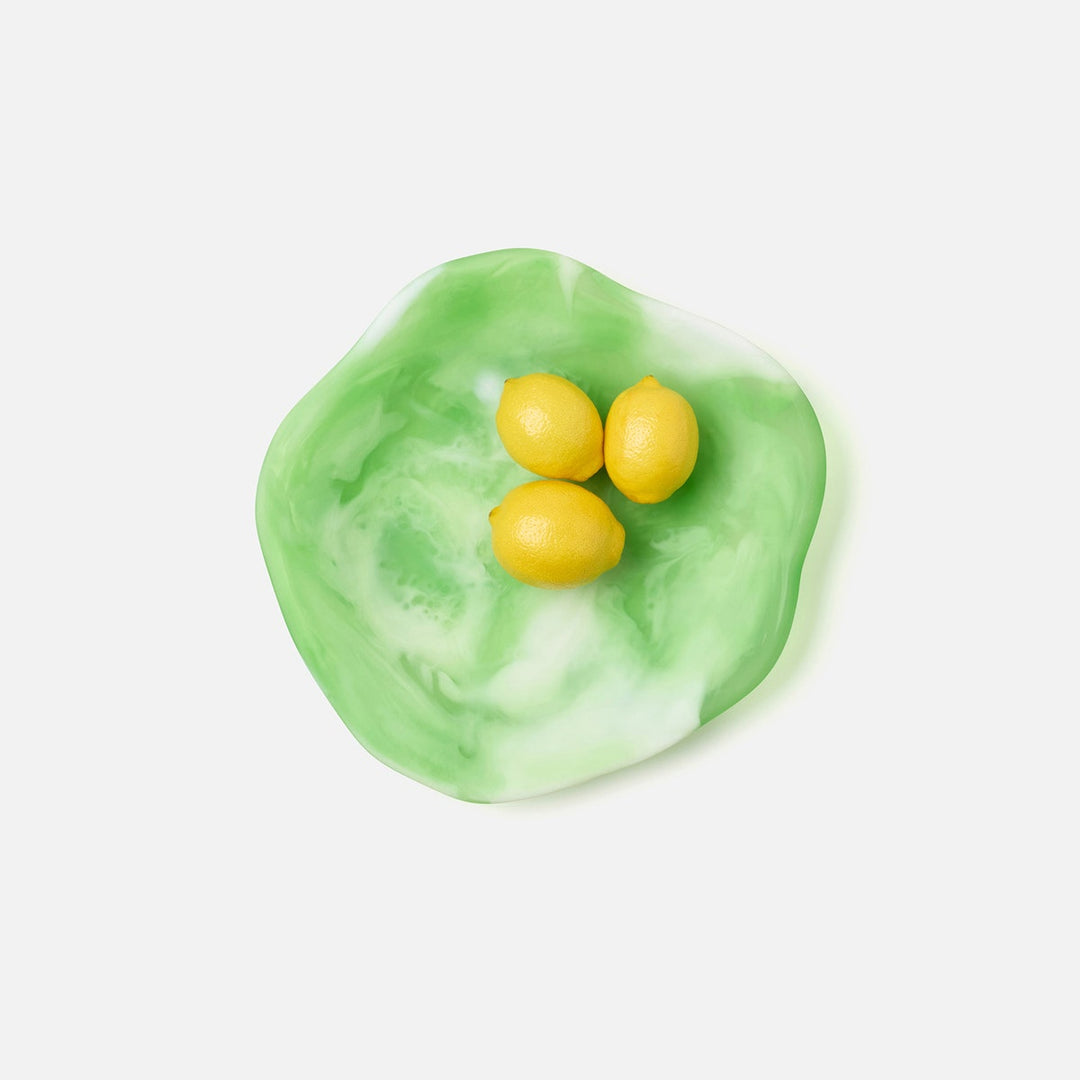 Beatrix Green Swirled Serving Trays Resin Set/2