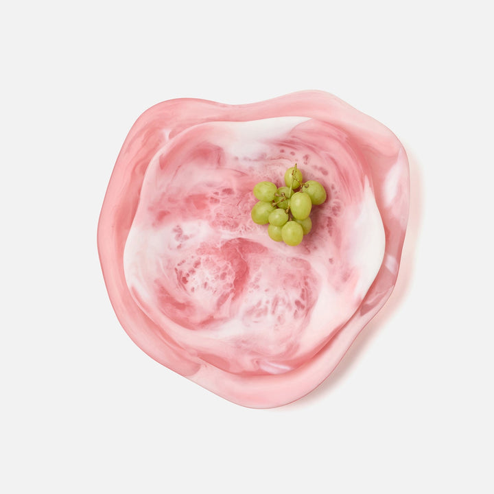 Beatrix Pink Swirled Serving Trays Resin Set/2