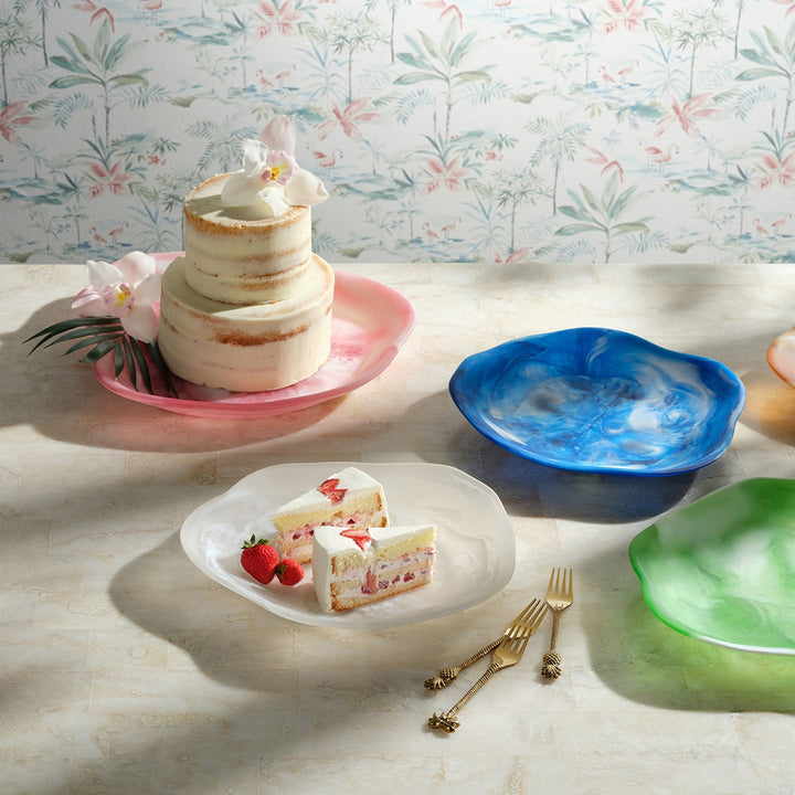 Beatrix Pink Swirled Serving Trays Resin Set/2