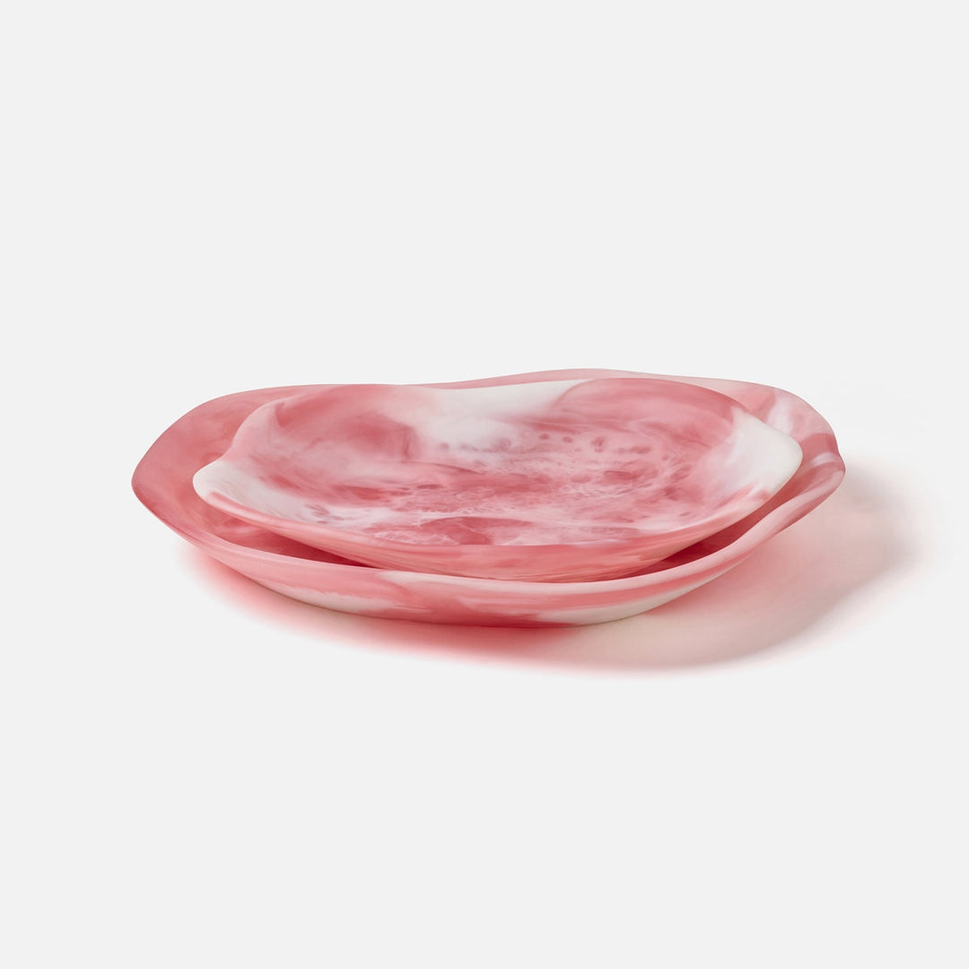 Beatrix Pink Swirled Serving Trays Resin Set/2