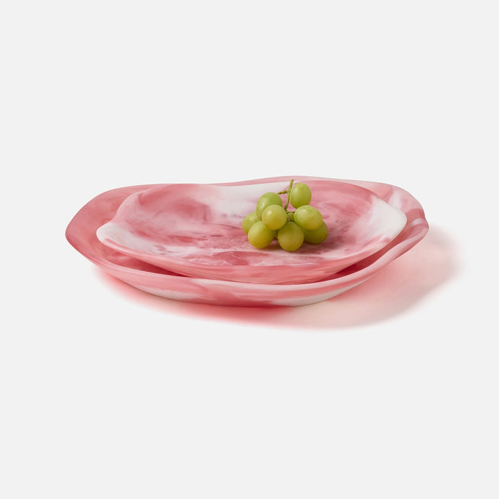 Beatrix Pink Swirled Serving Trays Resin Set/2