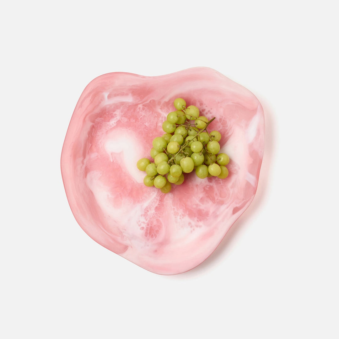 Beatrix Pink Swirled Serving Trays Resin Set/2