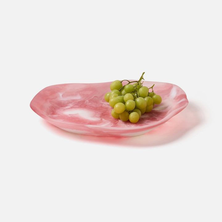 Beatrix Pink Swirled Serving Trays Resin Set/2