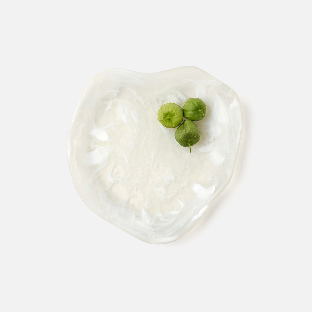 Beatrix White Swirled Serving Trays Resin Set/2