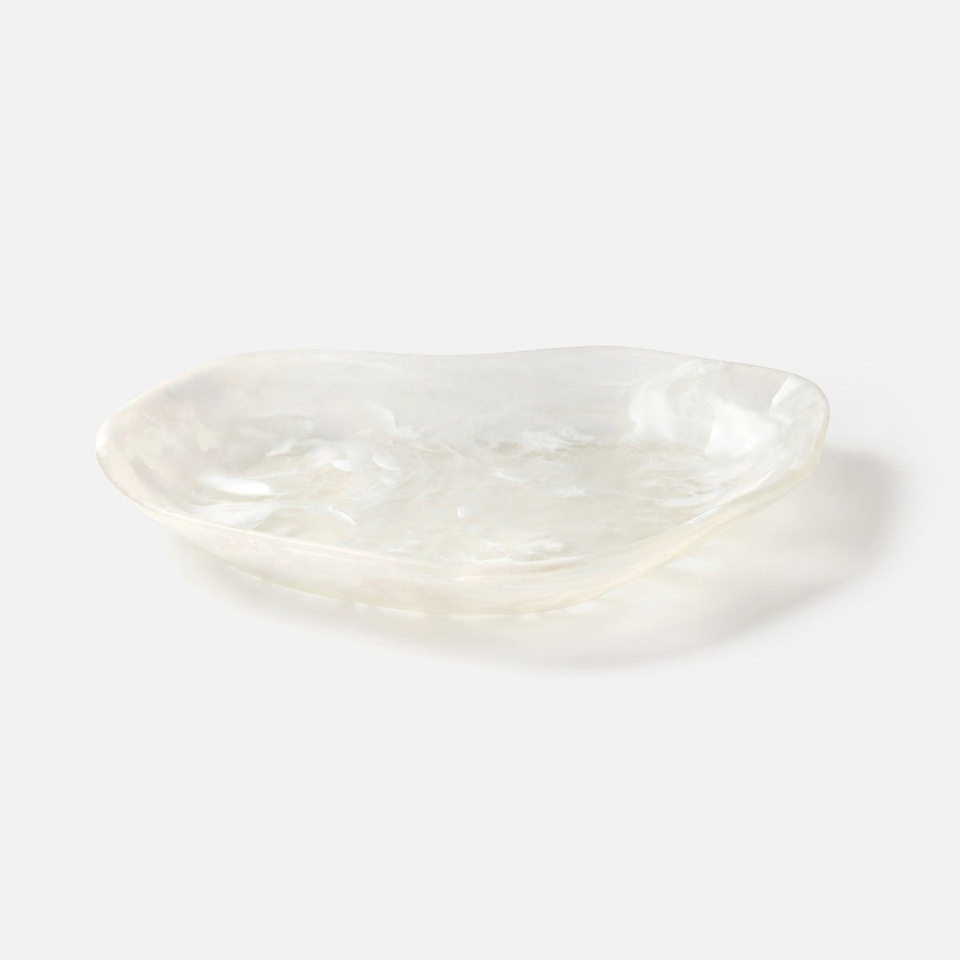 Beatrix White Swirled Serving Trays Resin Set/2
