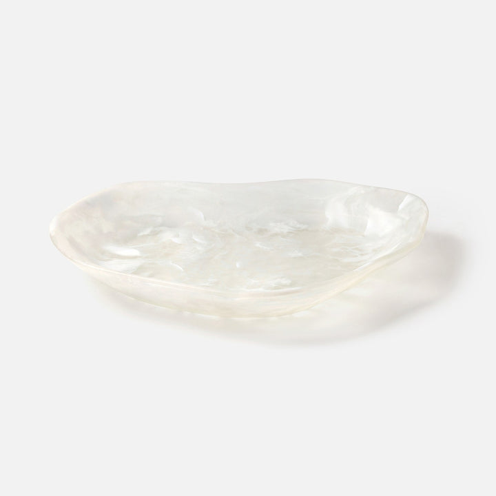 Beatrix White Swirled Serving Trays Resin Set/2