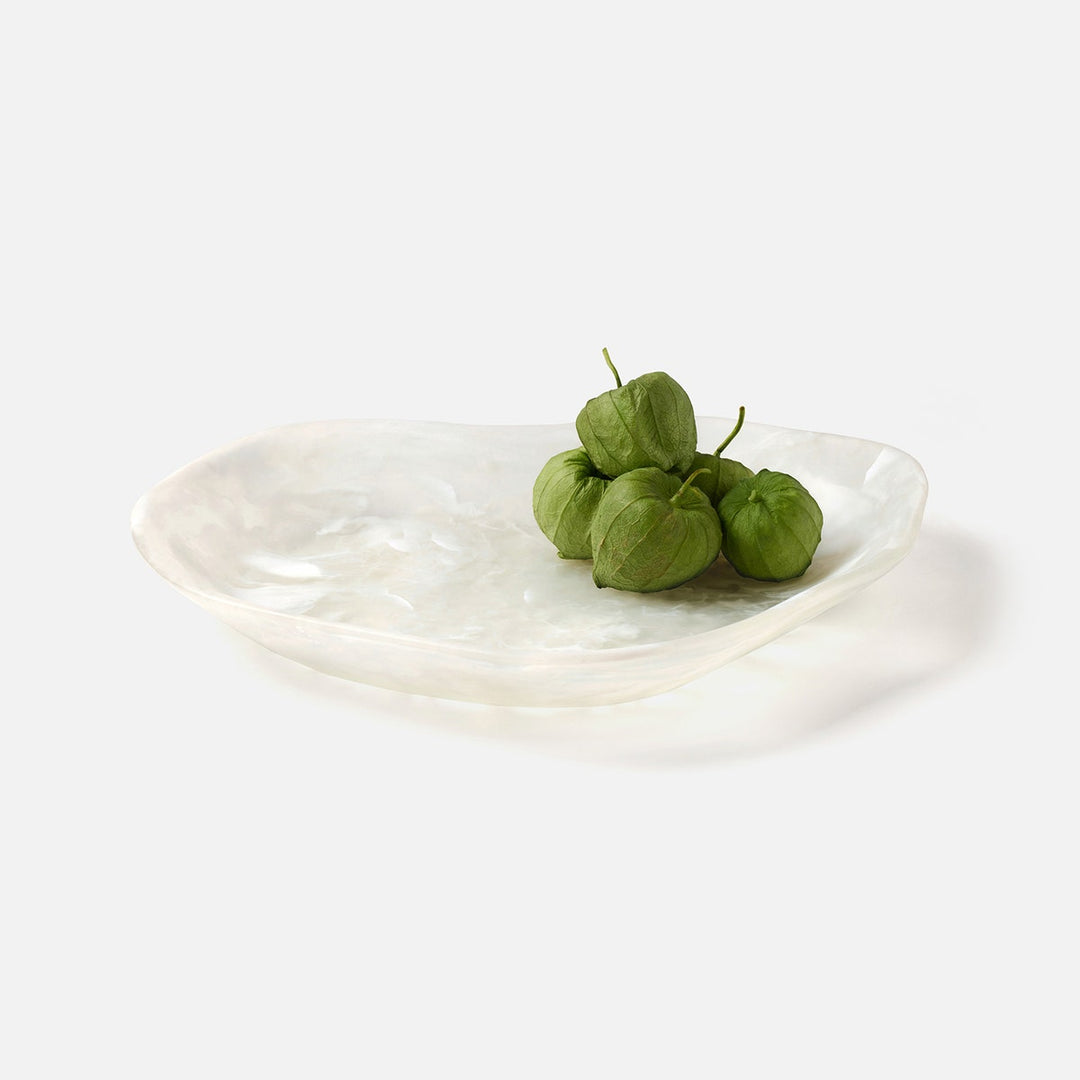 Beatrix White Swirled Serving Trays Resin Set/2